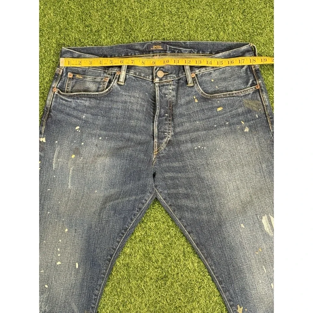 Polo Ralph Lauren Varick Slim Straight Jeans 35 x 32 Blue Jean‎ Denim Distressed